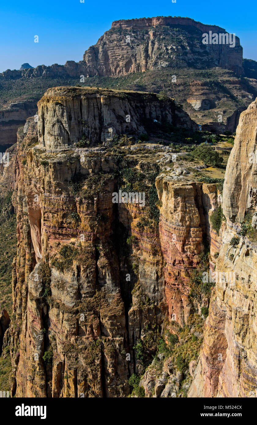 Rugged rock faces in the Gheralta Mountains,Tigray,Ethiopia Stock Photo