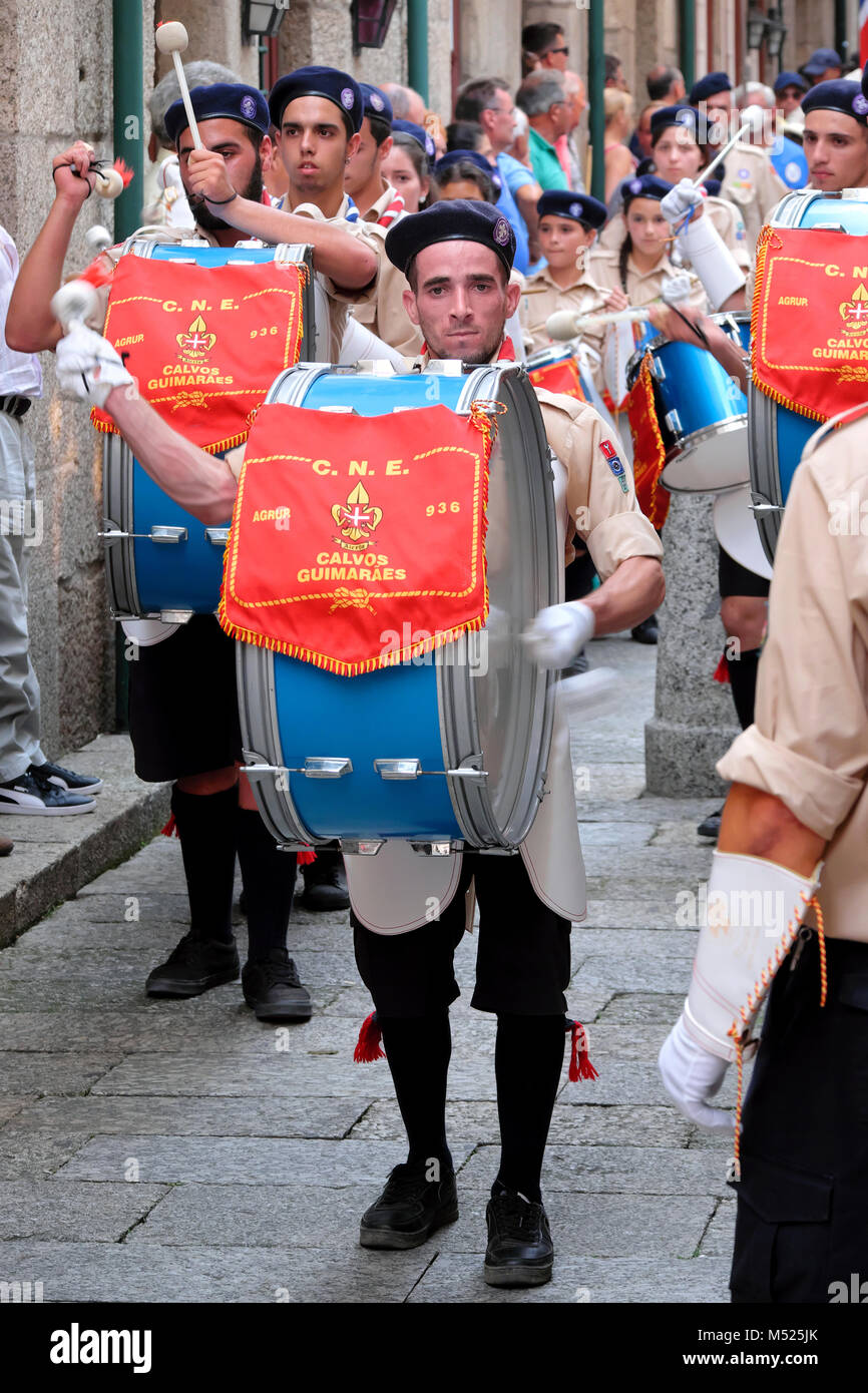 Scouts from The Catholic Scout Association of Portugal (Corpo Nacional de Escutas - Escutismo Catolico Portugues), Guimaraes, Portugal Stock Photo