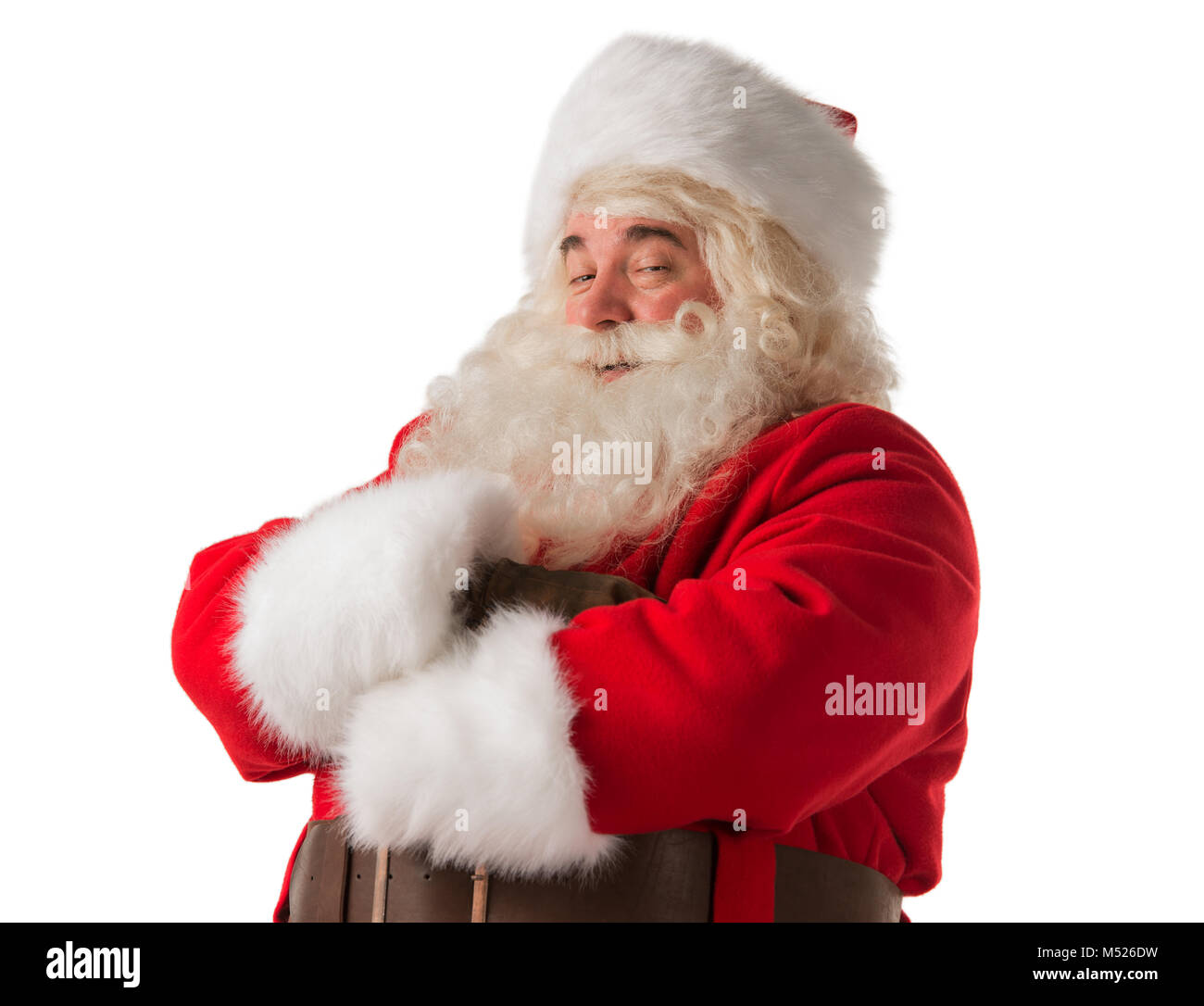 Portrait of happy Santa Claus isolated on white background looking at ...