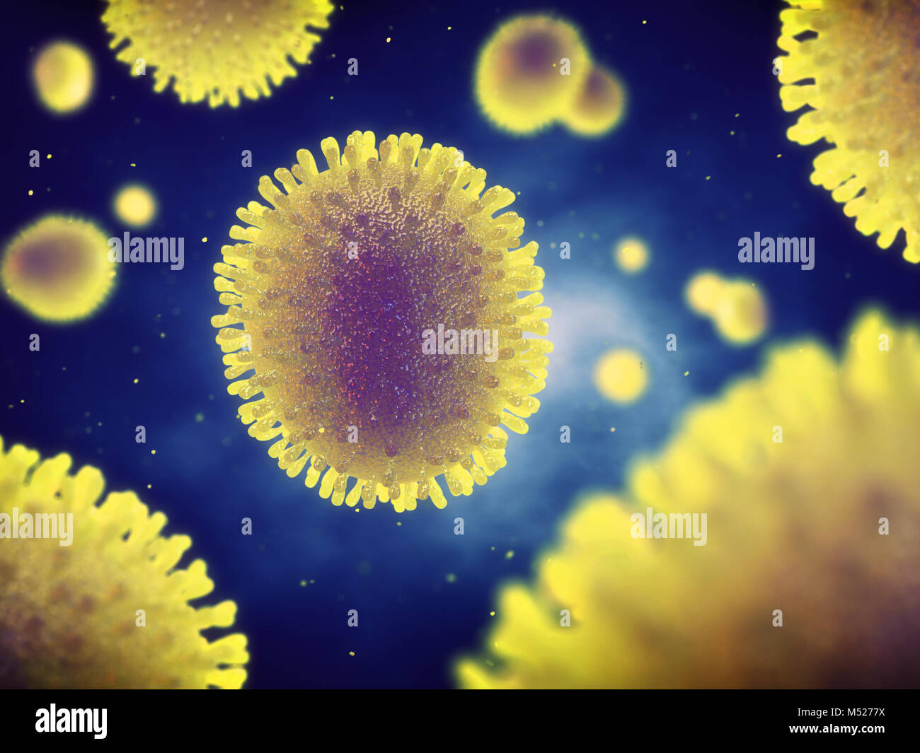 Influenza also known as the flu is a highly contagious viral disease caused by the influenza virus Stock Photo