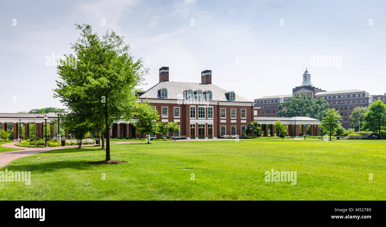 The Office of Undergraduate Admissions is housed in  Mason Hall at Johns Hopkins University, an American private research university in Baltimore, MD. Stock Photo