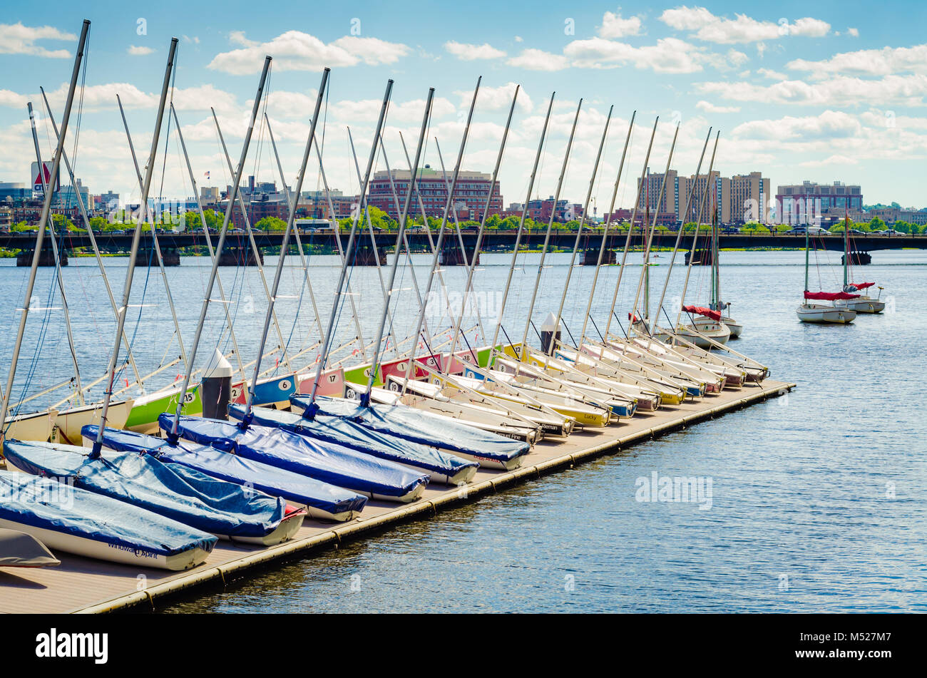 Since 1935, the MIT sailing pavilion has been where thousands in the Boston area have learned and perfected sailing and racing on the Charles River. Stock Photo