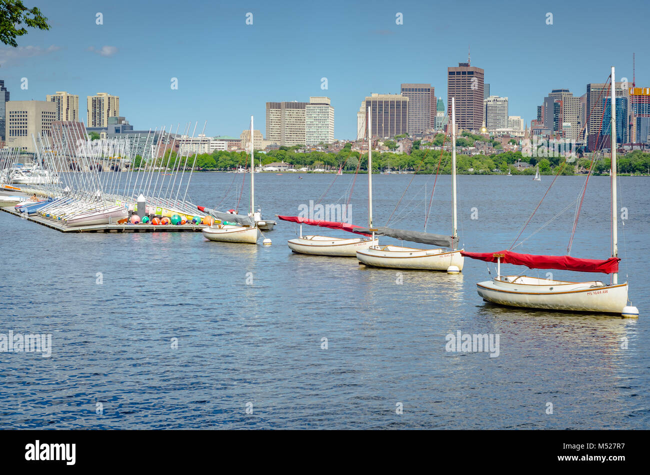 Since 1935, the MIT sailing pavilion has been where thousands in the Boston area have learned and perfected sailing and racing on the Charles River. Stock Photo