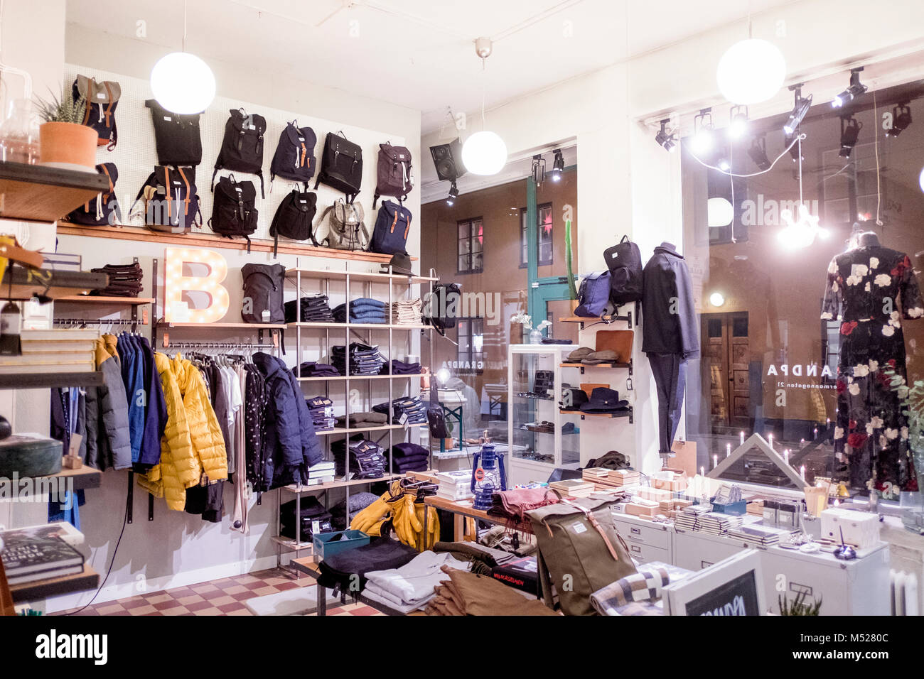 Clothes shop interior, Stockholm, Sweden Stock Photo