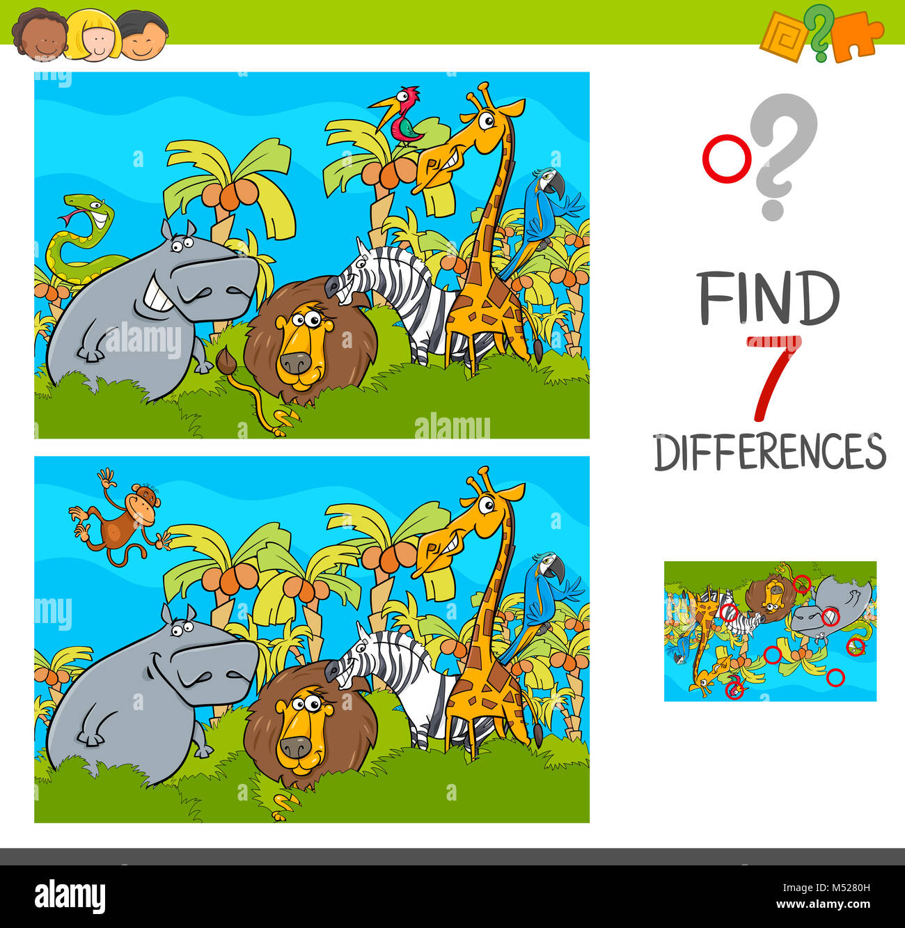 spot the differences game with safari animals Stock Photo Alamy