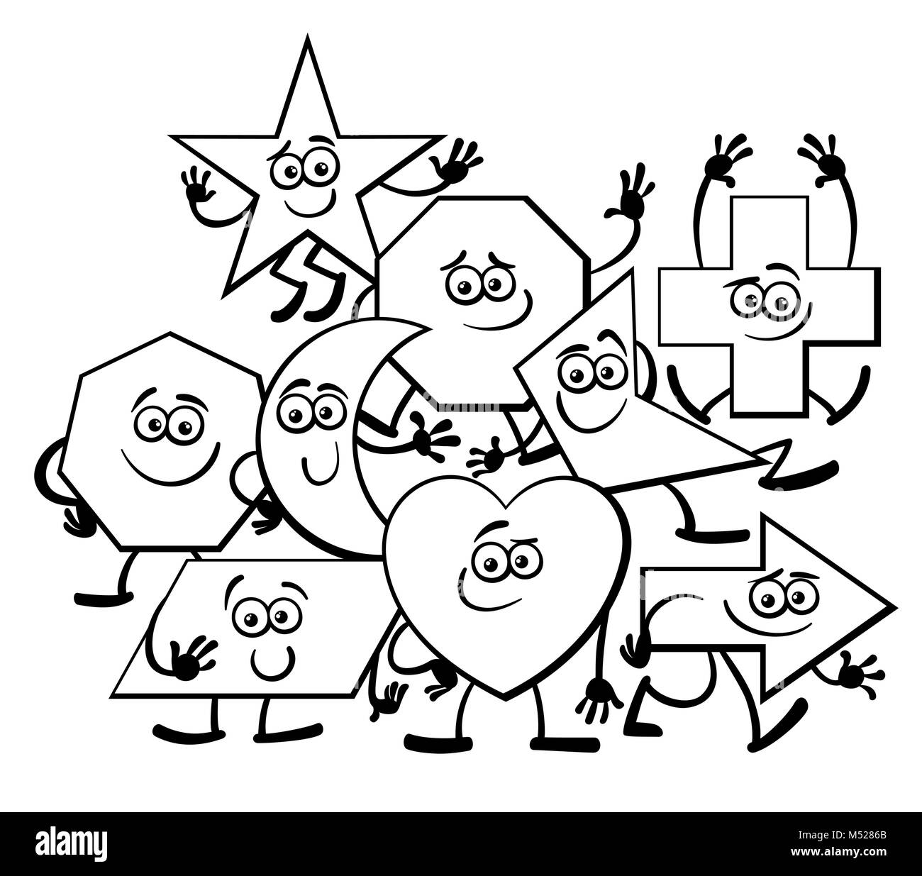 Cartoon Geometric Shapes coloring page Stock Photo