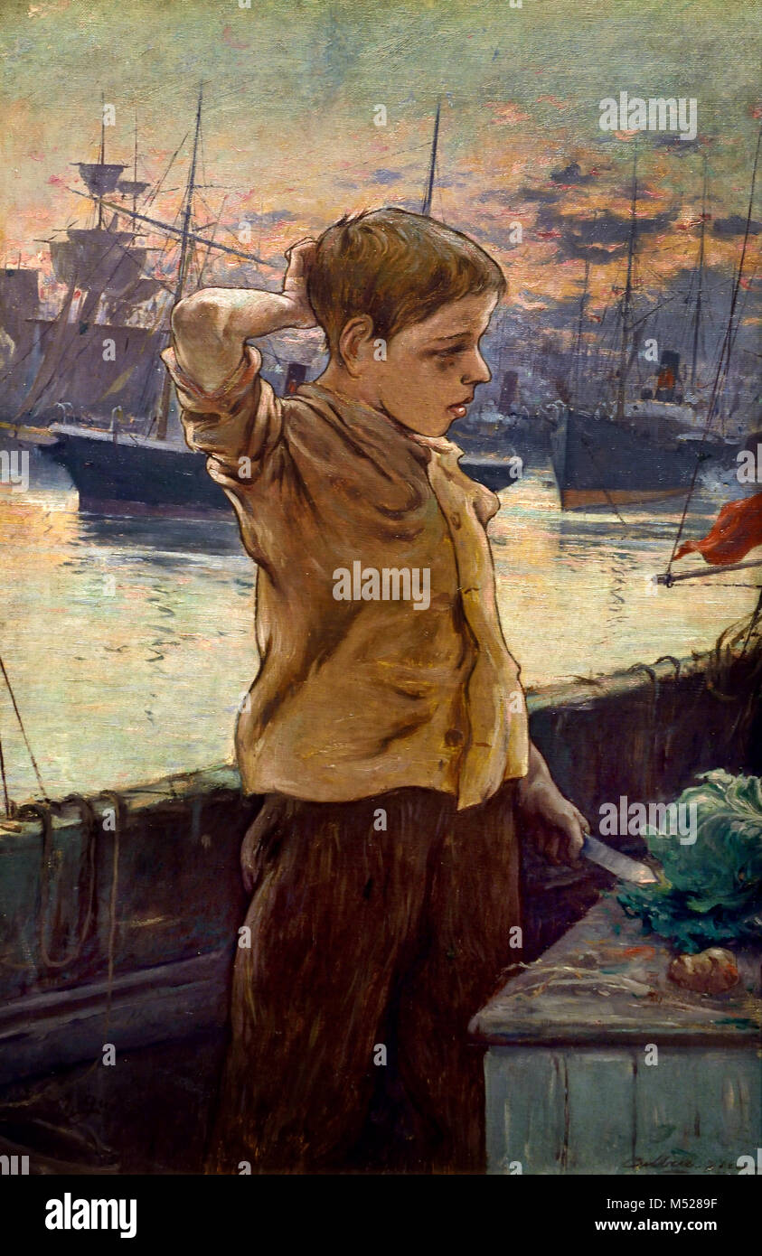 El Cho ( The Ship Boy ) 1887 Adolfo Guiard (1860 – 1916) was a Basque painter in the Impressionist style,  20th, century, Spain, Spanish, Stock Photo