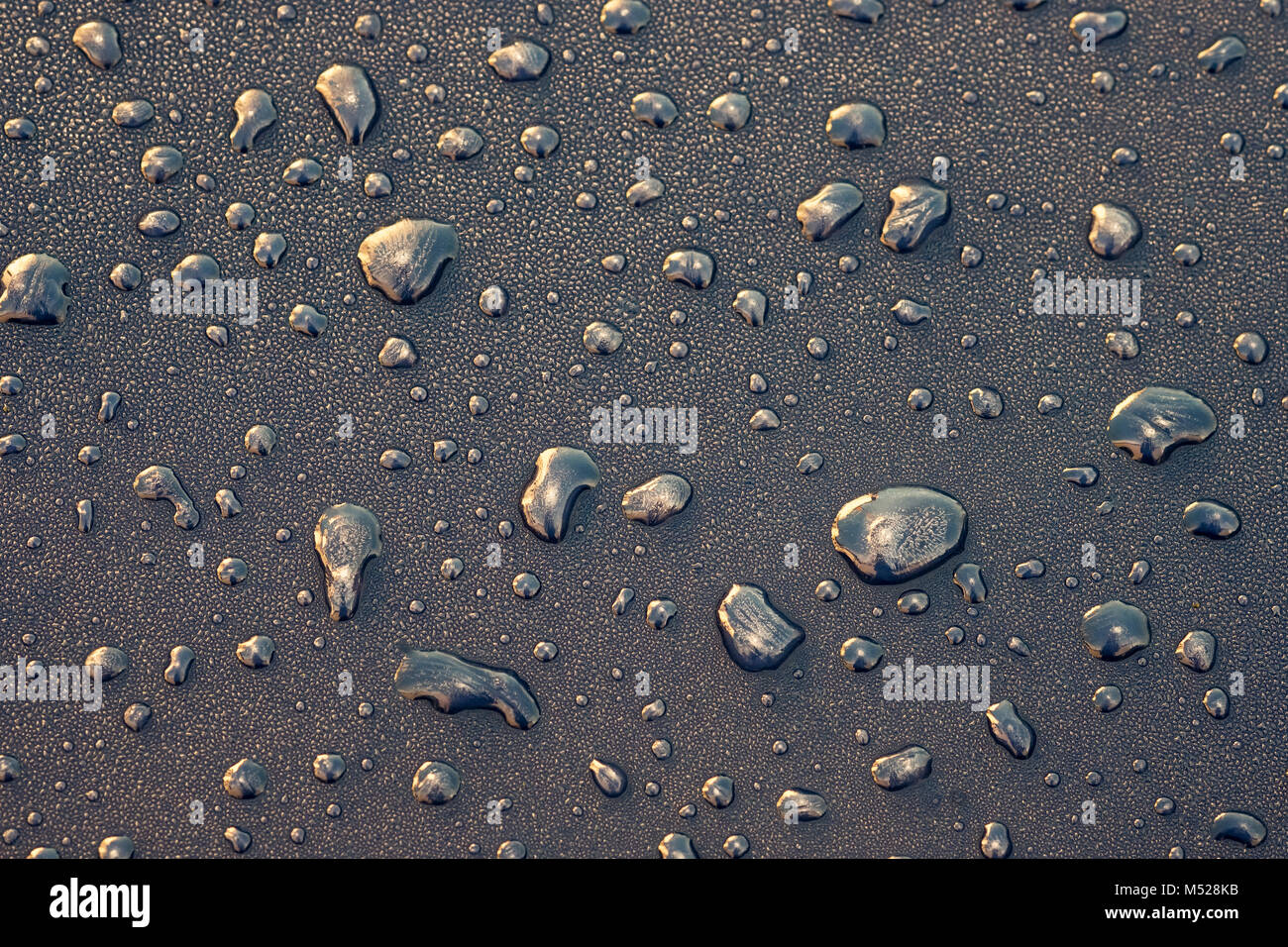 Details,Water droplets on grey paint Stock Photo