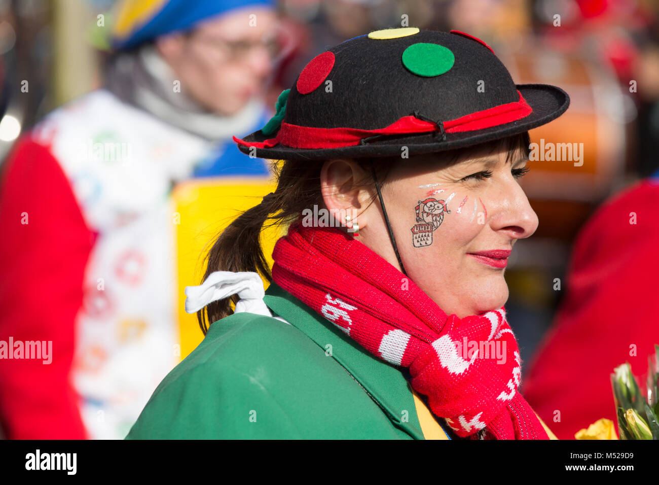 Dressed-up spectator,Carnival Monday procession,Cologne,North Rhine-Westphalia,Germany Stock Photo