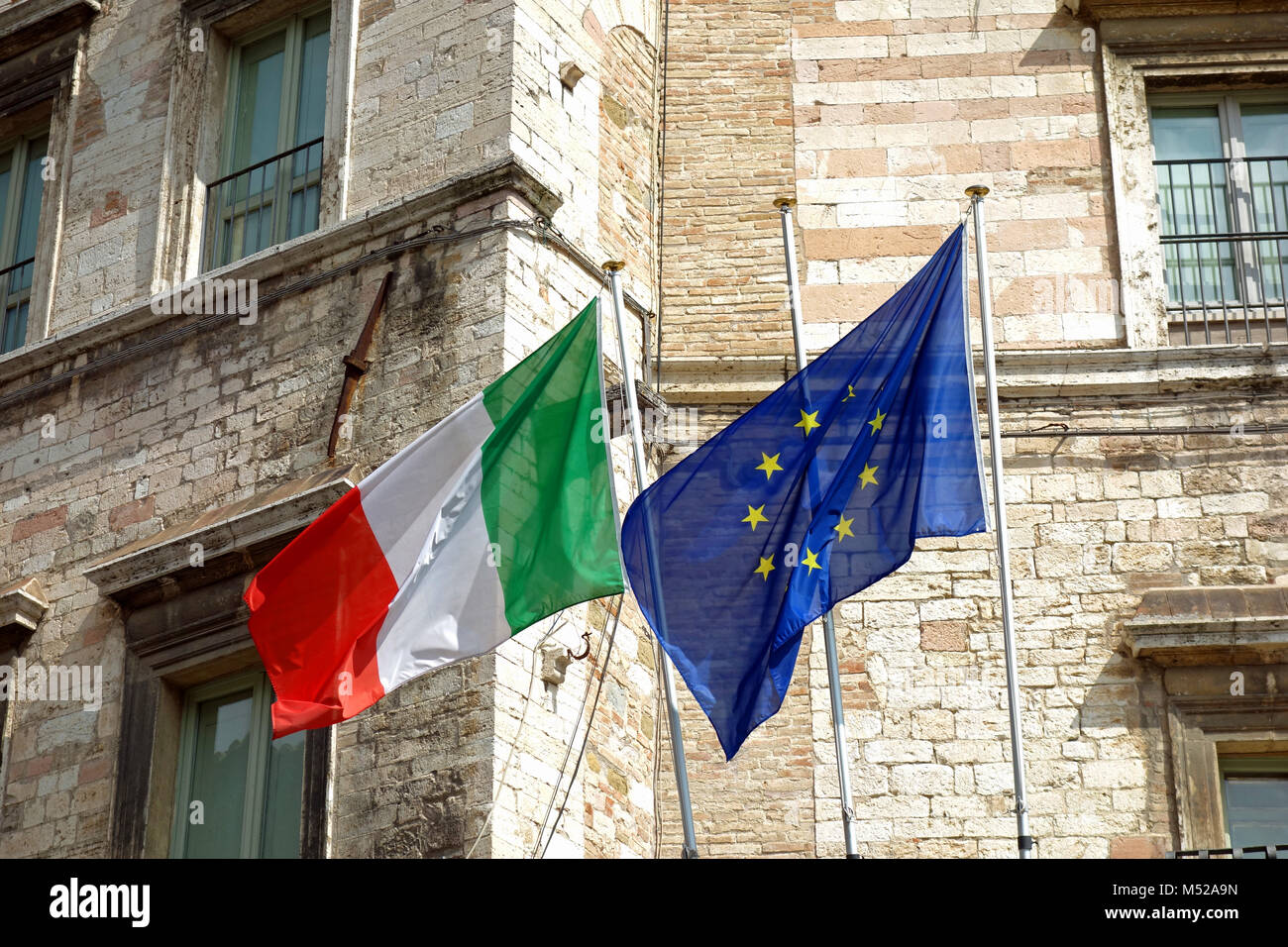 flags of europe and italy Stock Photo