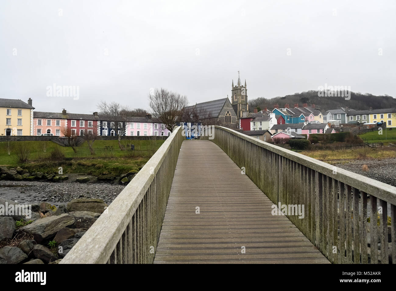 Aberaeron  twon west Wales on a overcast day in February. Stock Photo