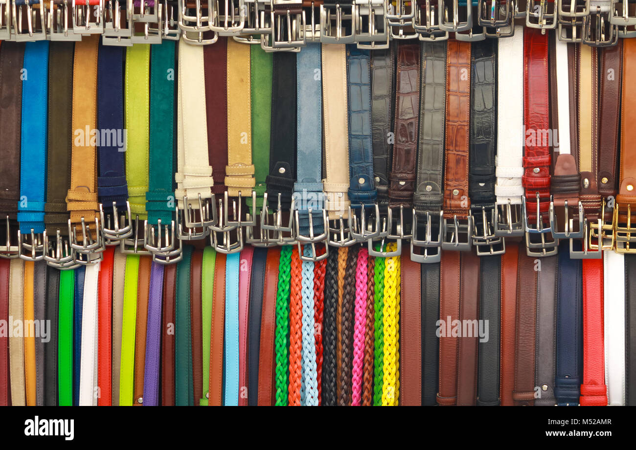 LEATHER BELTS, ITALIAN MANUFACTURE Stock Photo