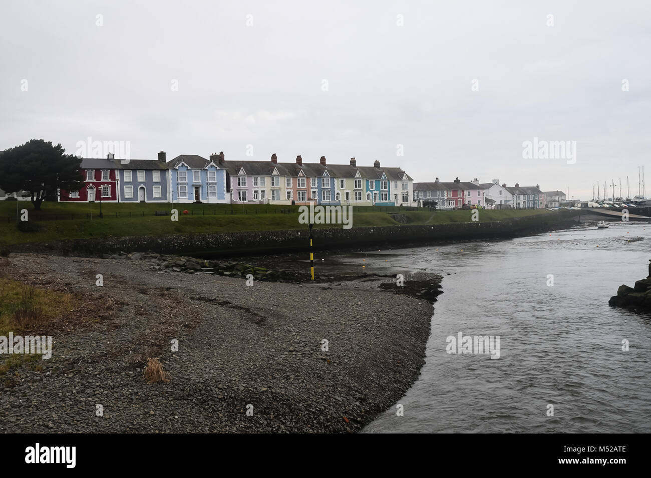 Aberaeron  twon west Wales on a overcast day in February. Stock Photo