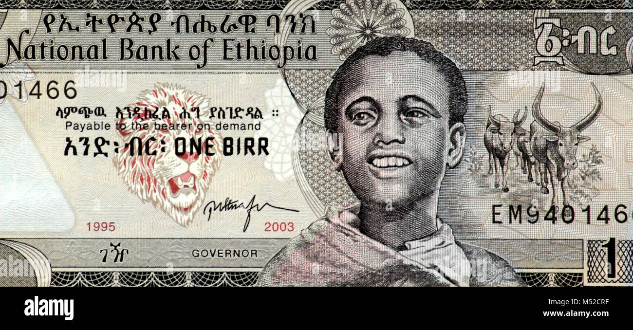Ethiopia One 1 Birr Bank Note Stock Photo