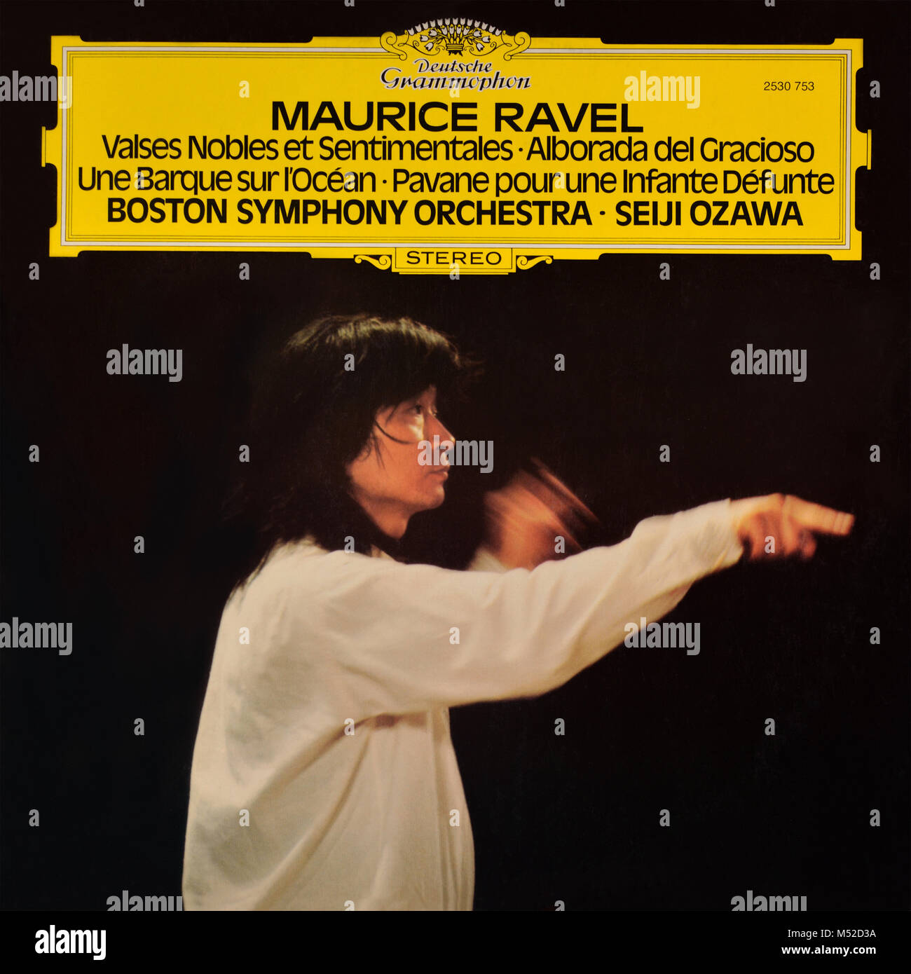 Maurice Ravel - Boston Symphony Orchestra • Seiji Ozawa - original vinyl album cover - 1975 Stock Photo