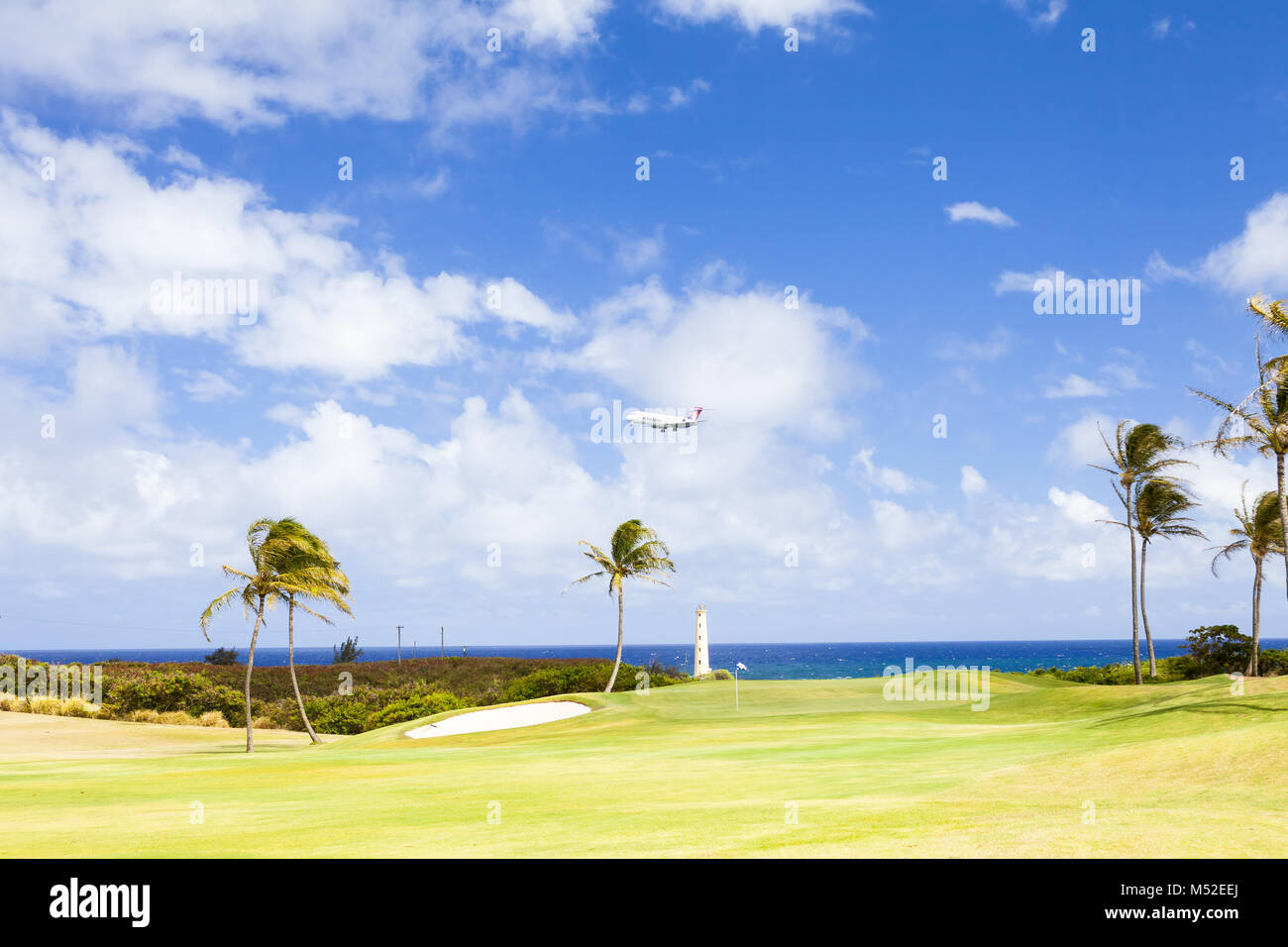 a plane landing in hawaii kawaii Stock Photo
