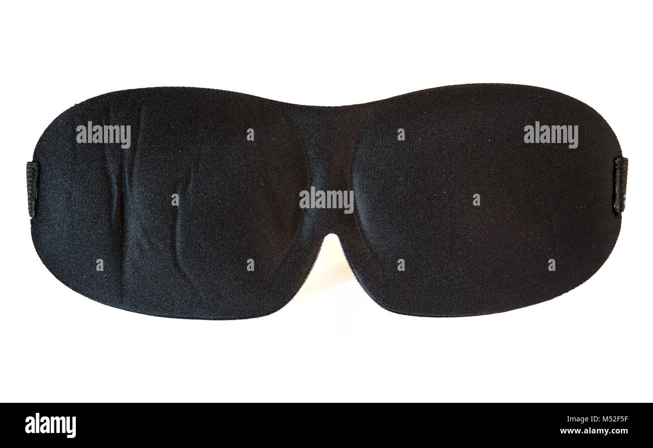Black sleep mask on white Stock Photo Alamy
