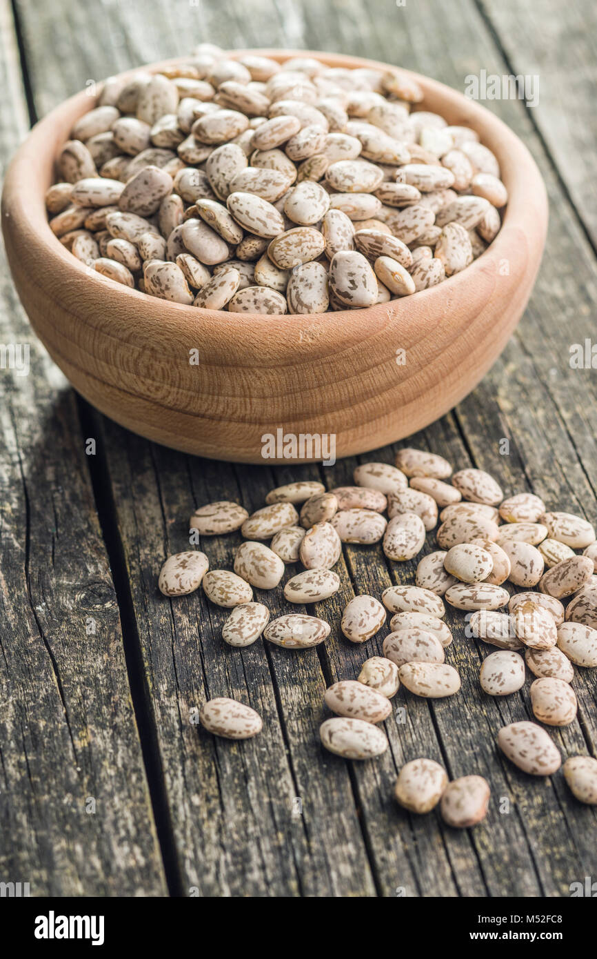 Dried borlotti beans on old wooden table Stock Photo Alamy