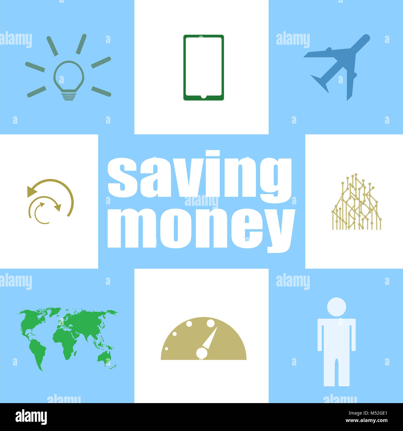 Text Saving Money. Management concept . Infographic Elements. Icon set Stock Photo