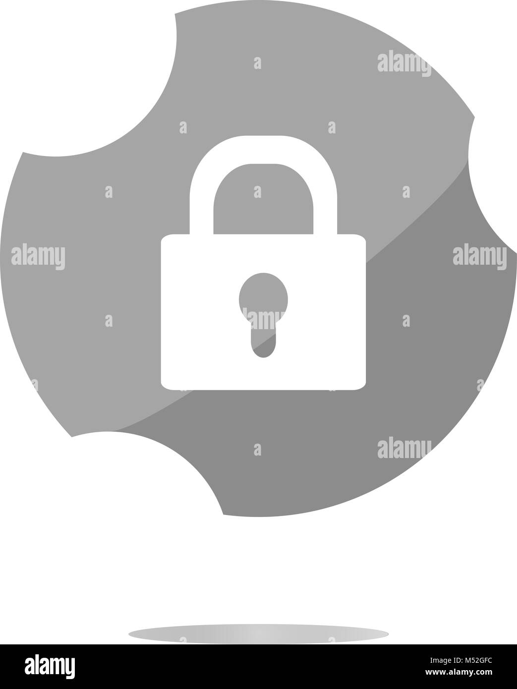Closed lock glossy button isolated over white background Stock Photo