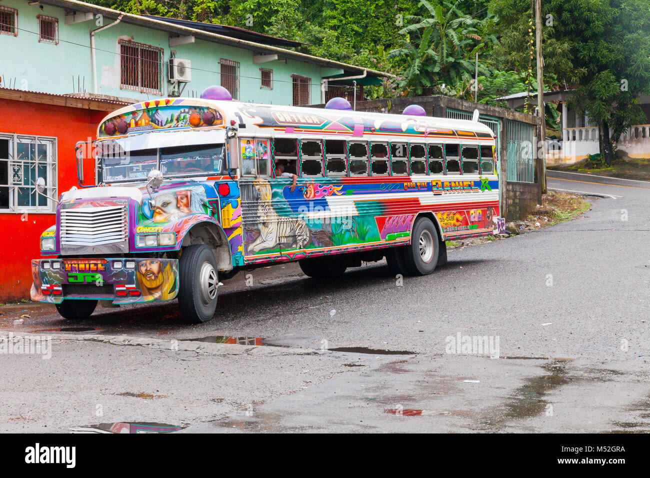 old bus panama called diablo in panama Stock Photo