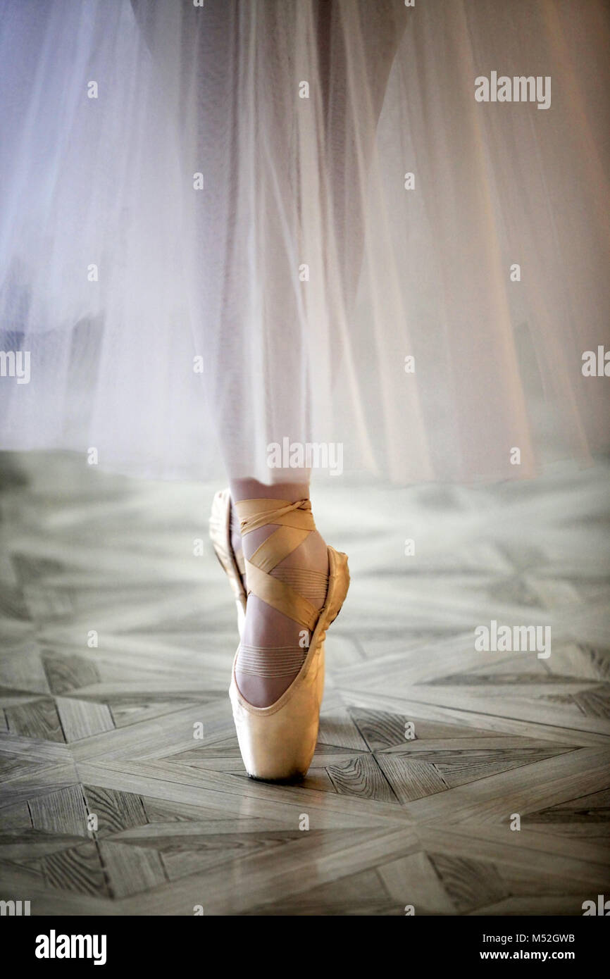 Beautiful legs of dancer in pointe Stock Photo