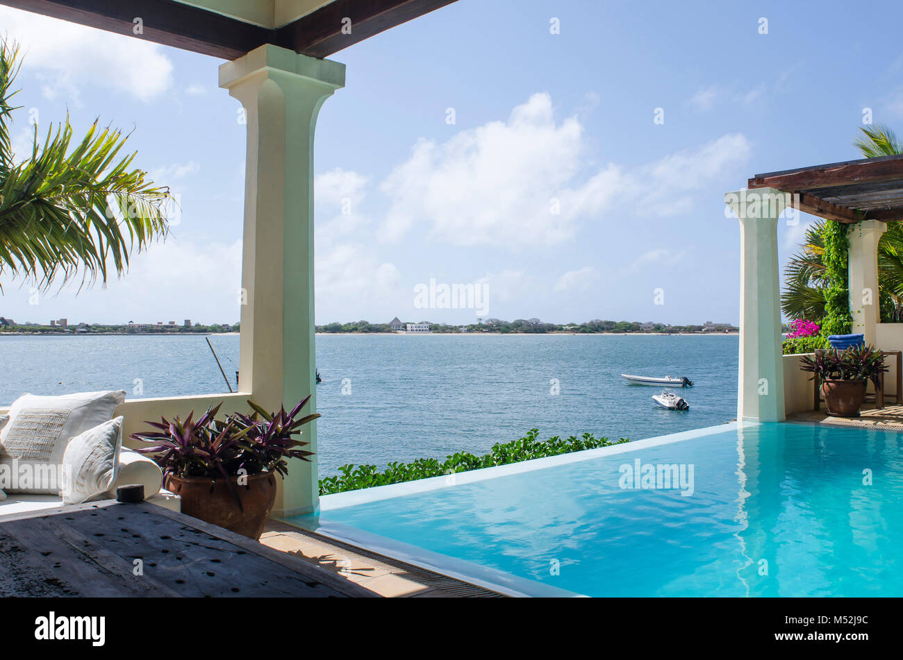 'Beach House' is the holiday home of Princess caroline of Monaco. located on the small island of Shela, adjoining Lamu Island in the greater Lamu Arch Stock Photo
