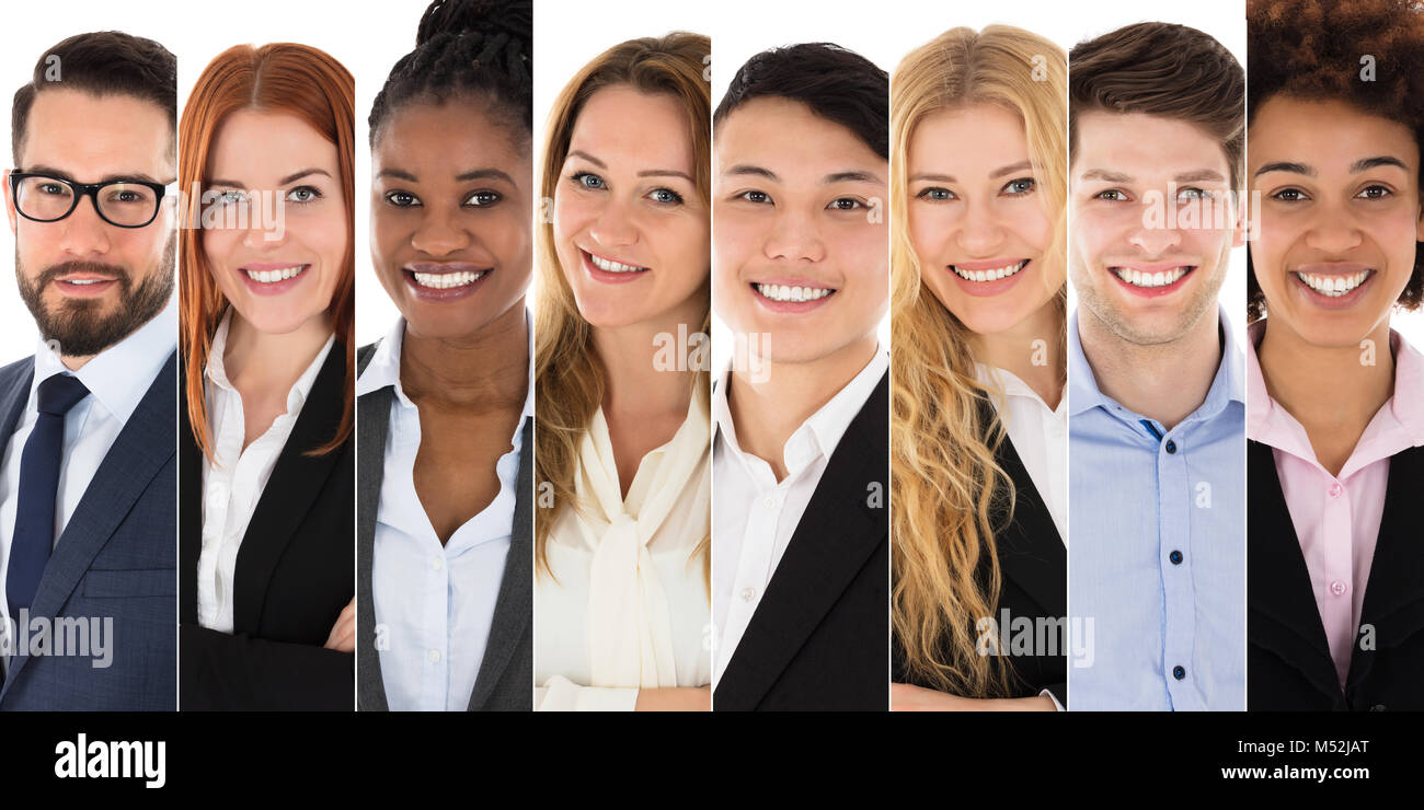 Set Of Young Happy Male And Female Businesspeople Stock Photo - Alamy
