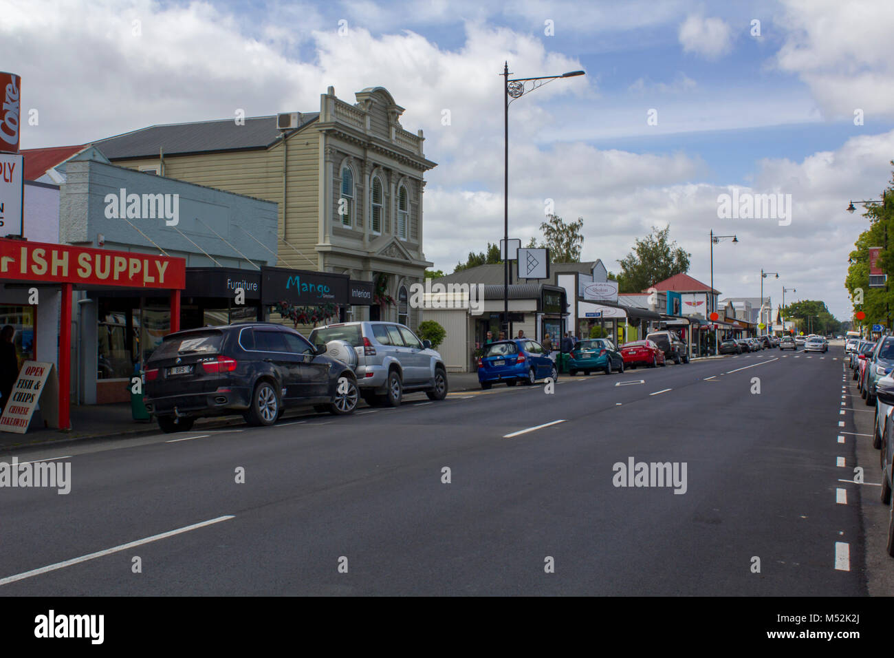 Street in Rotorua City in New Zealand Stock Photo
