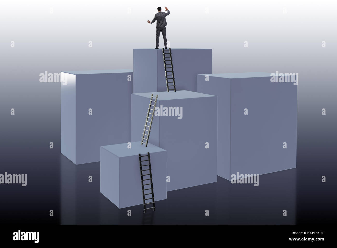 Businessman climbing blocks in challenge business concept Stock Photo