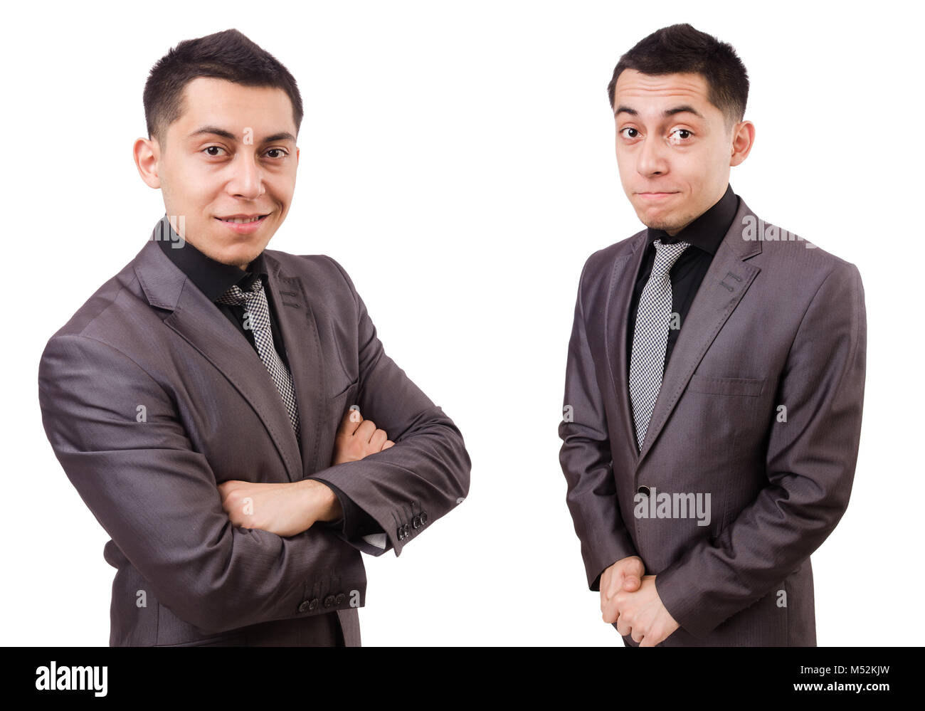Young man in gray suit isolated on white Stock Photo - Alamy