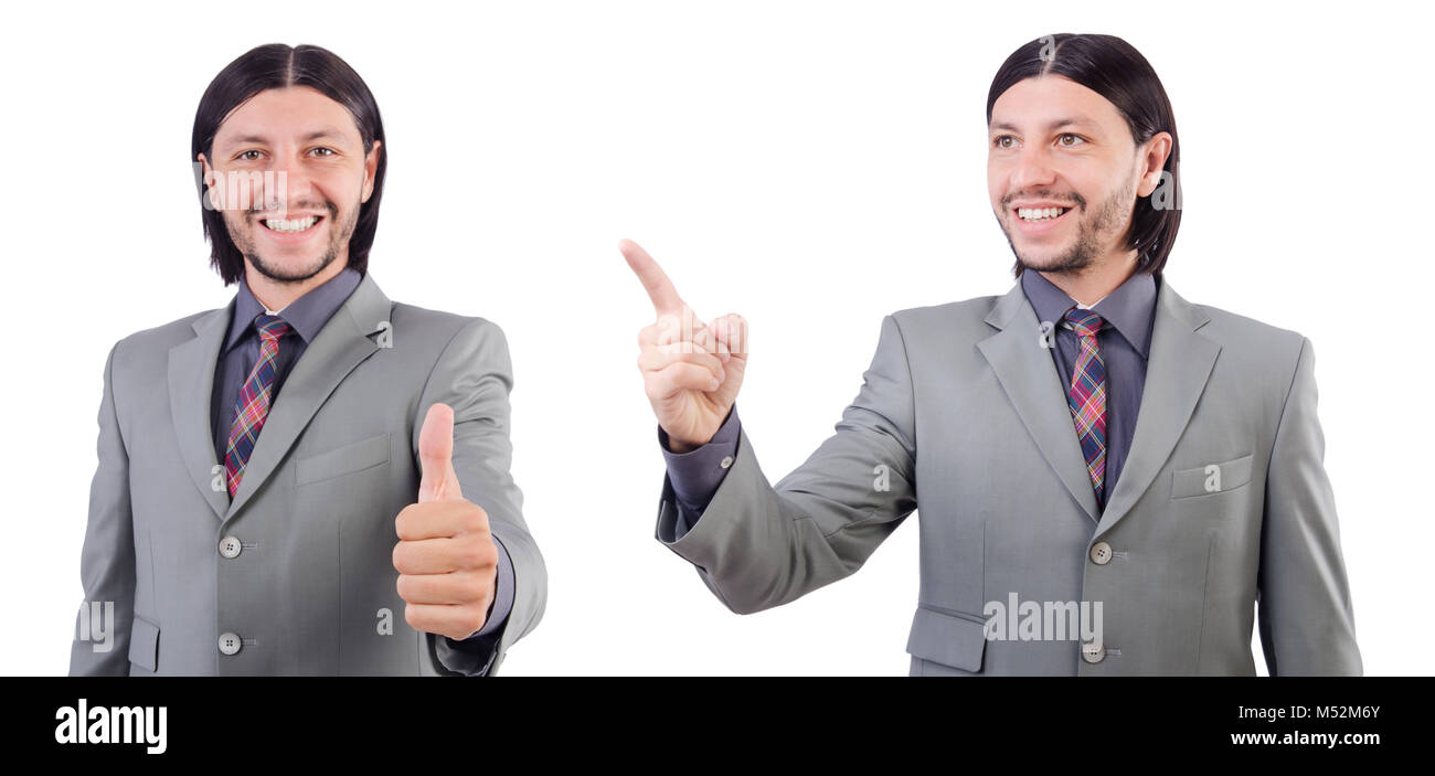 Young businessman in gray suit isolated on white Stock Photo - Alamy