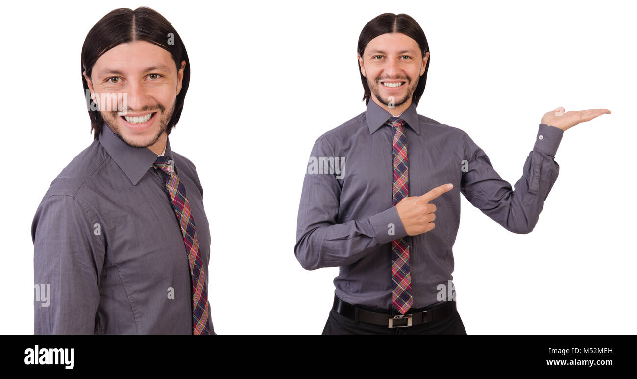 Young businessman in gray suit isolated on white Stock Photo - Alamy