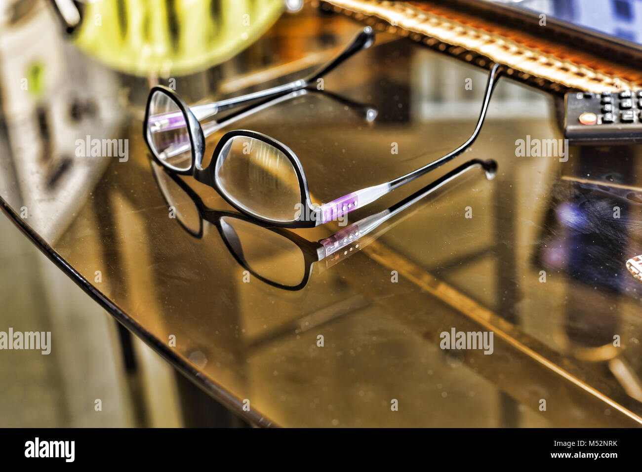Glasses on a desk in the office Stock Photo Alamy
