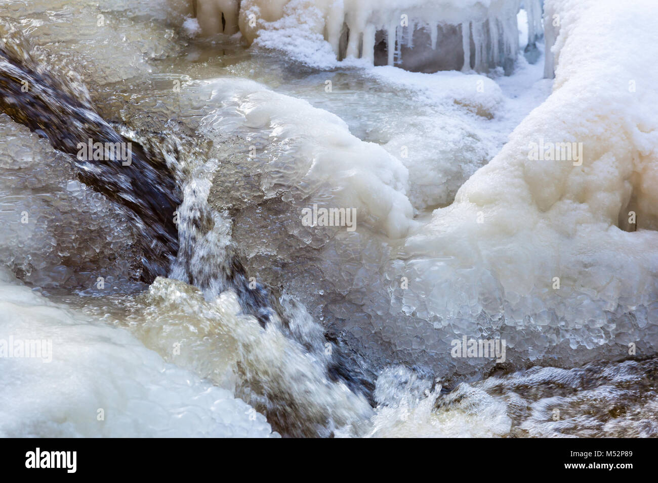 Water that flows in the ice Stock Photo