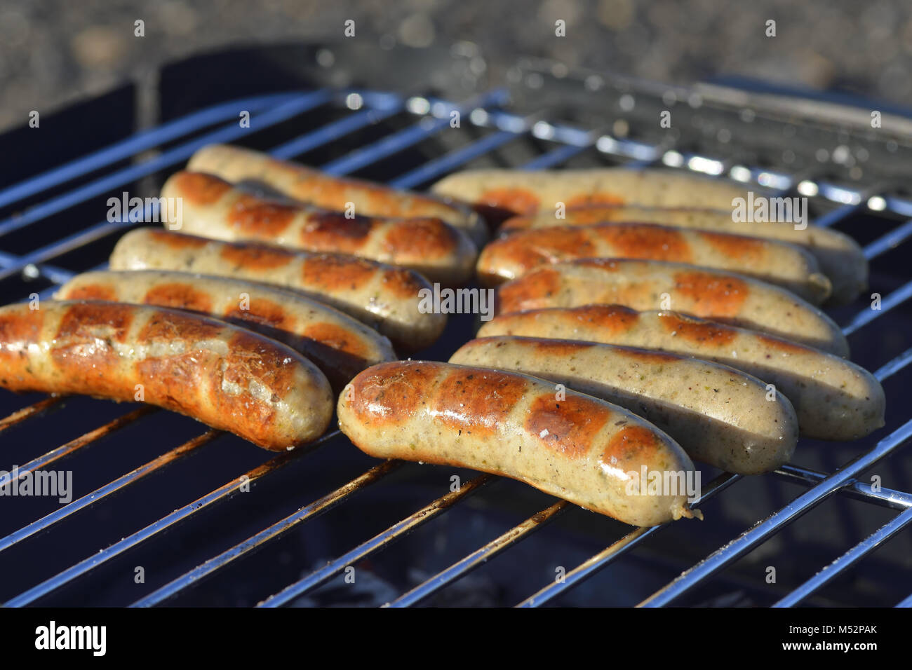 Bratwurst on a grill Stock Photo Alamy