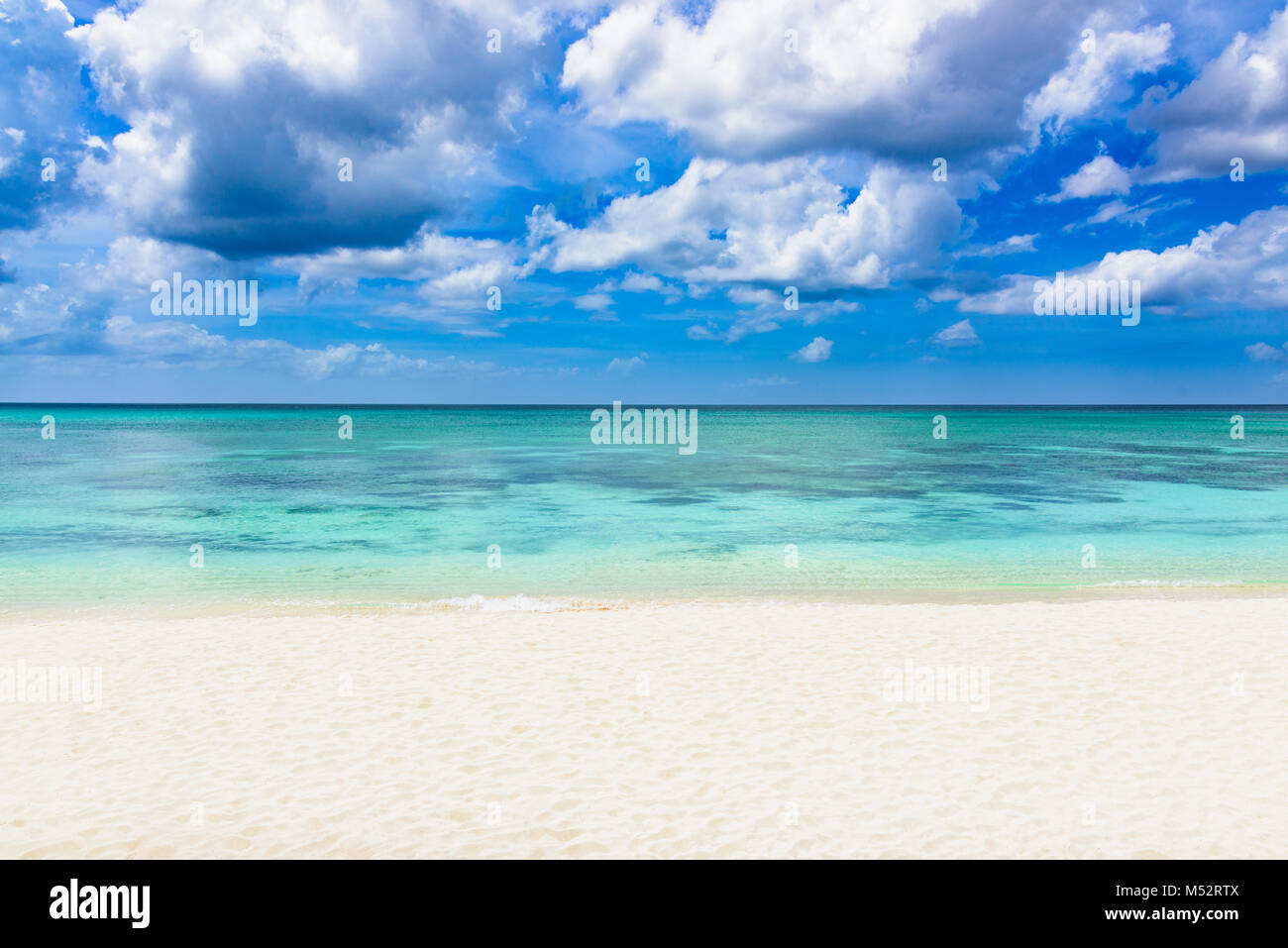 paradise tropical beach palm Caribbean Dominican Republic Stock Photo