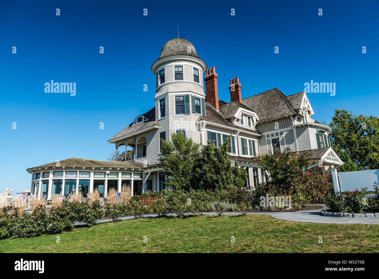 Castle Hill Inn, a landmark Victorian mansion on 40 waterfront acres in Newport, Rhode Island. Stock Photo