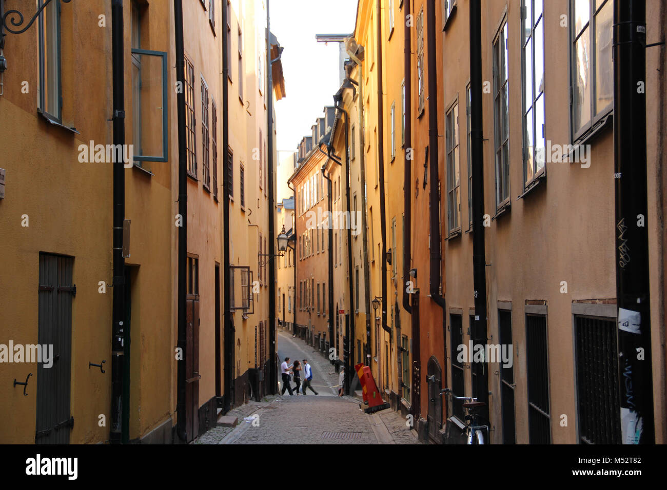 Narrow street in the old town in Stockholm Stock Photo