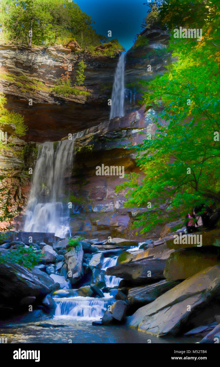 Kaaterskill Falls, a favorite vista of Hudson River Art painter Thomas Cole,  in the Catskill Mountains of Greene County, NY, USA. Stock Photo