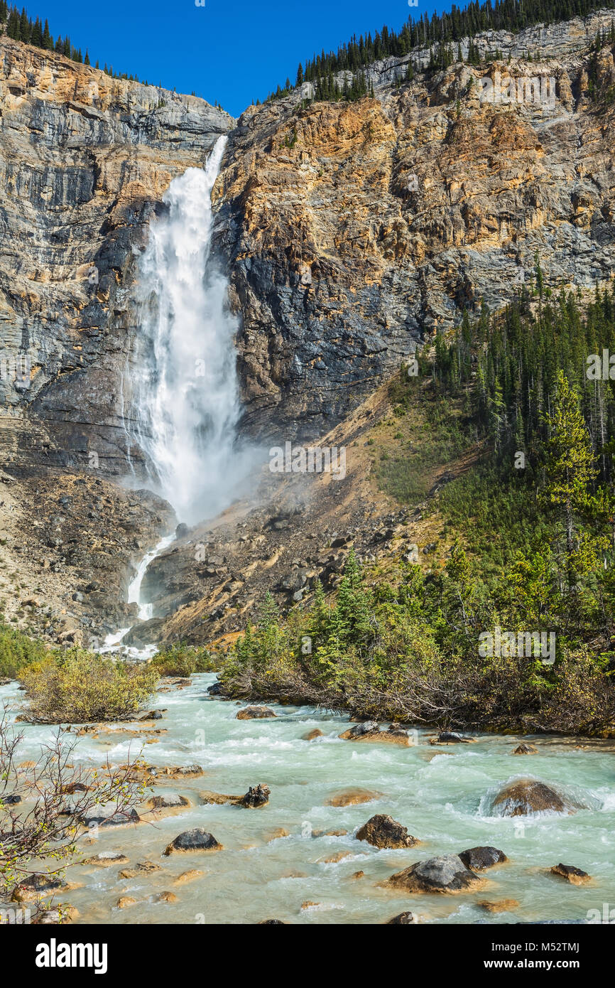 The falls Takakkaw formed by thawing of glacier Daly Stock Photo