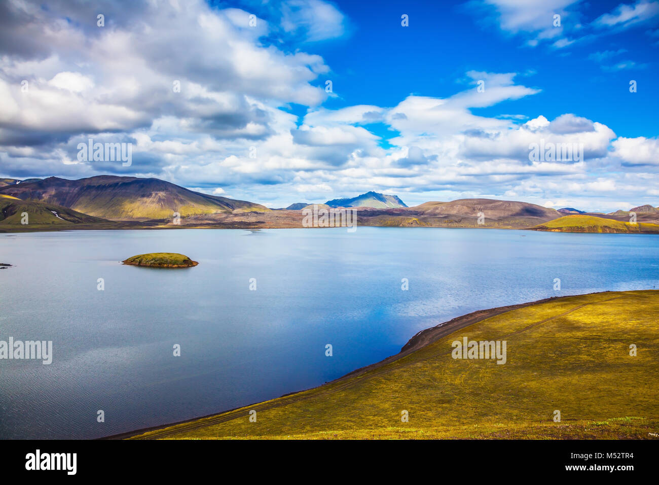 Cool lake among the yellow tundra Stock Photo