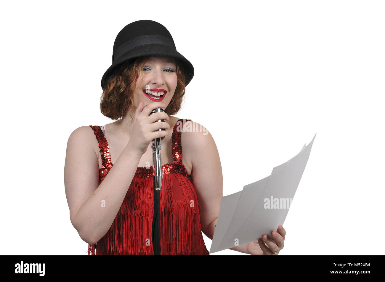 Woman Radio Play Stock Photo Alamy
