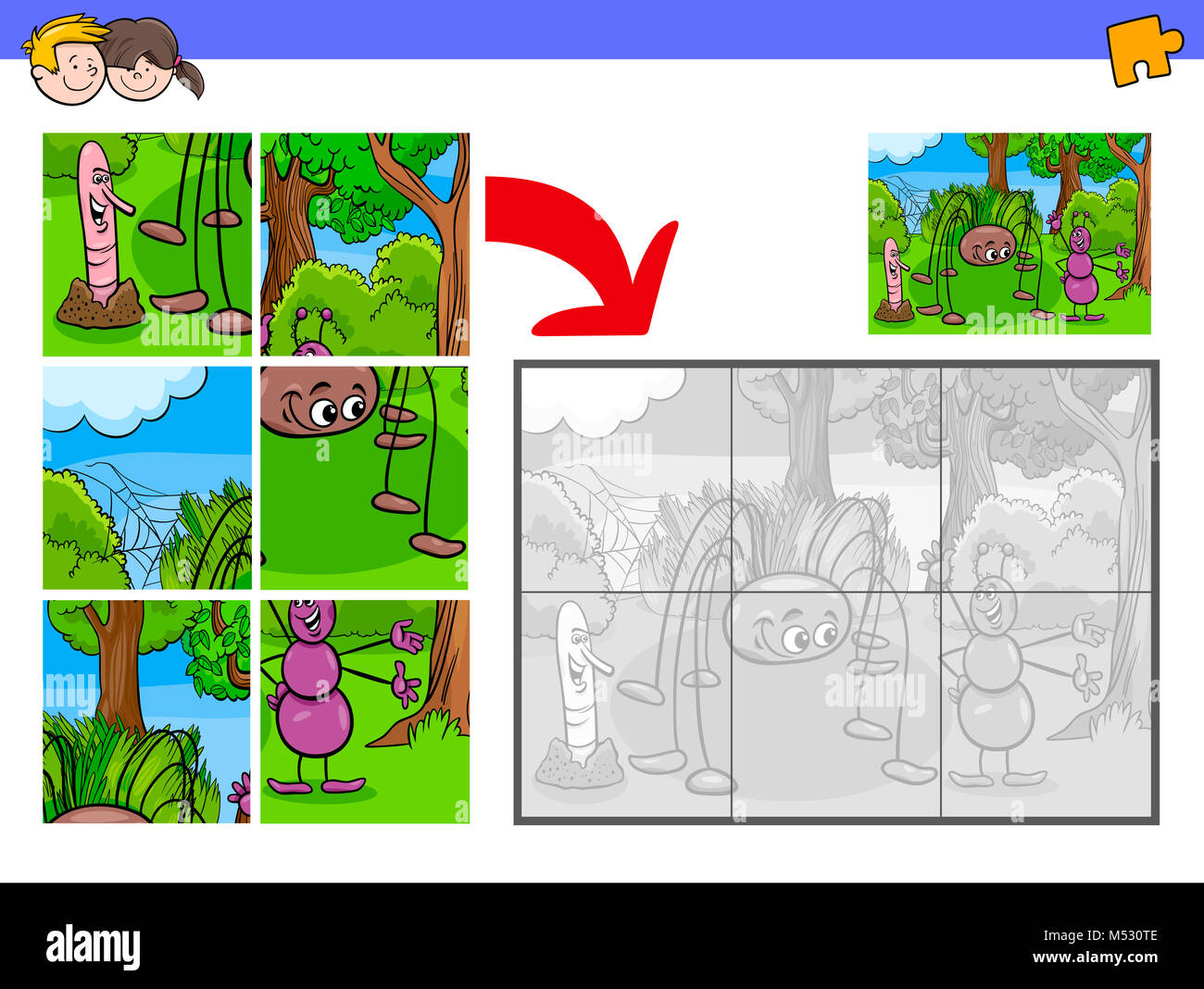 jigsaw puzzles with bug characters Stock Photo Alamy