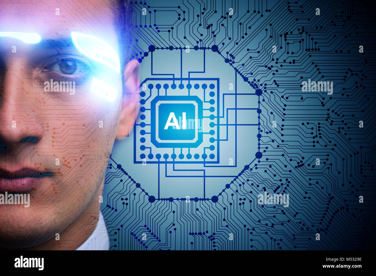 Artificial intelligence concept with businessman Stock Photo - Alamy