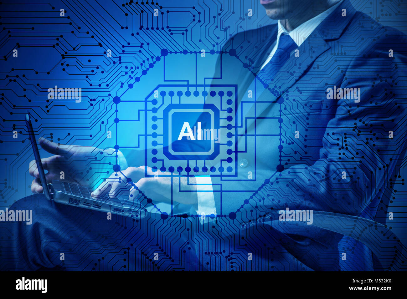 Artificial intelligence concept with businessman Stock Photo - Alamy