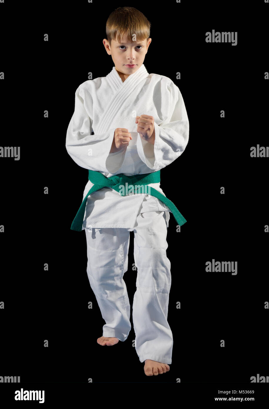 Boy martial arts fighter isolated Stock Photo Alamy