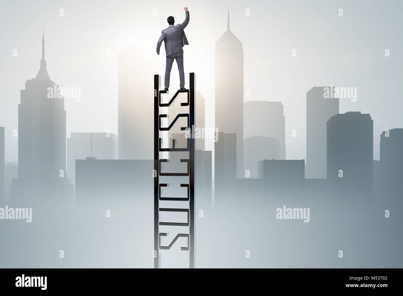 Businessman climbing the career ladder of success Stock Photo - Alamy