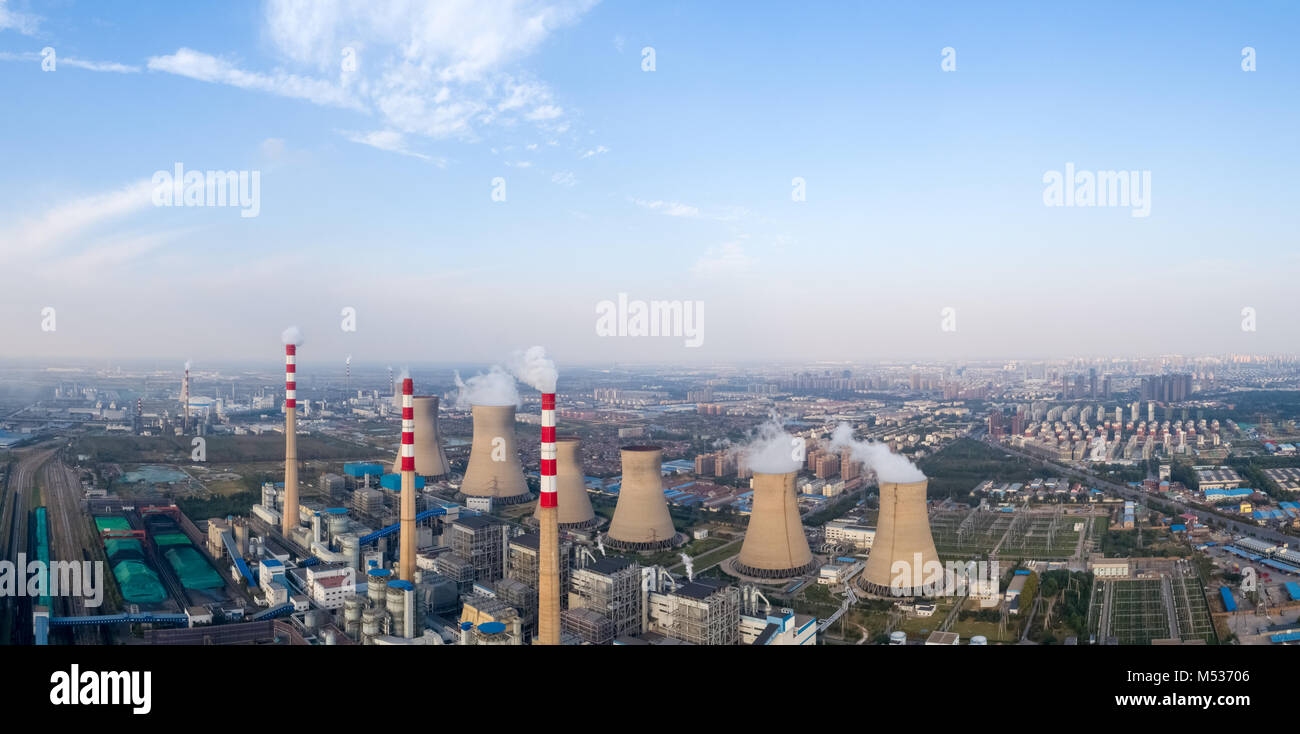 modern large junction power plant panorama Stock Photo