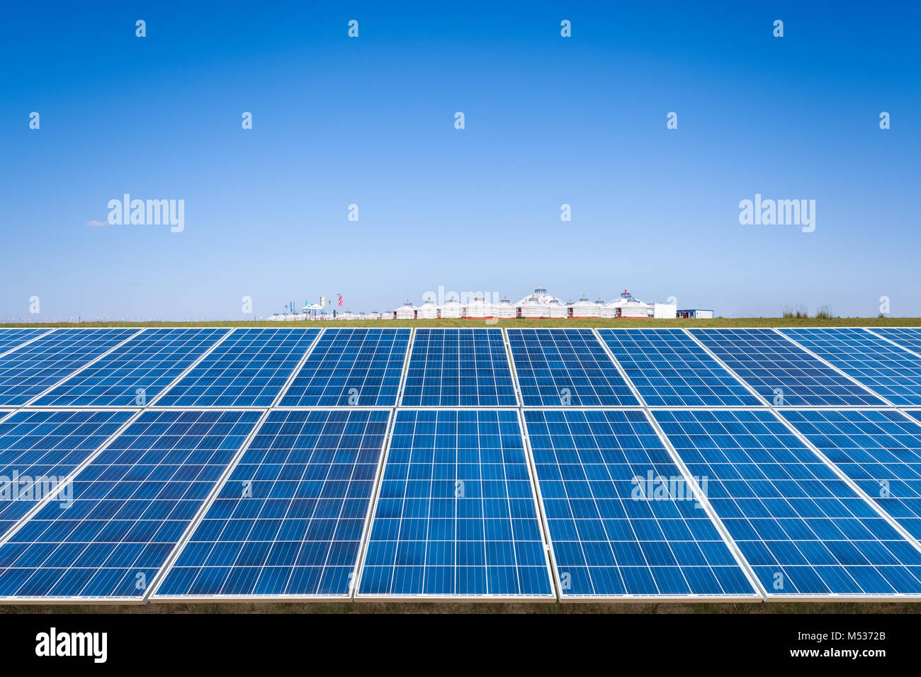 solar energy panel on prairie Stock Photo